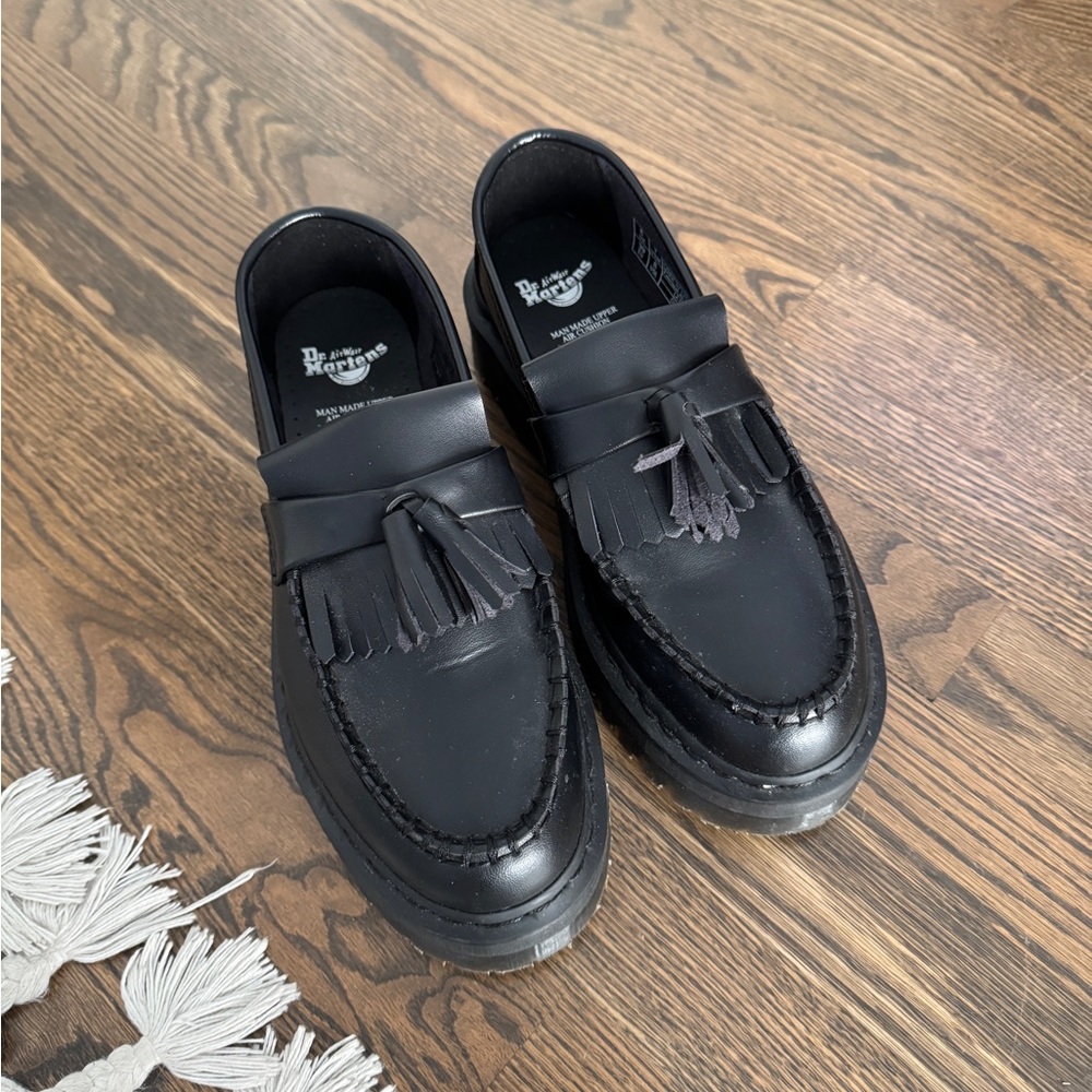 Dr. Martens Black Leather Kiltie Tassel Loafers
